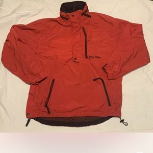Sz M Vintage Polo Sport Ralph Lauren Red Nylon Pullover 1/4 Zip Windbreaker